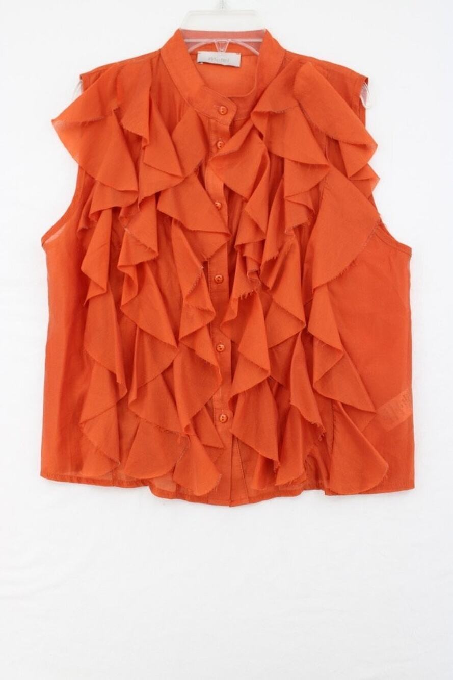 Motel Blouse Waterfall Ruffles Medium Orange Autumn Fall Old Money Clean Girl